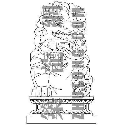 cad石狮子图块资料下载-雕塑001