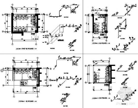 建筑首层卫生间大样图资料下载-某办公楼卫生间大样图