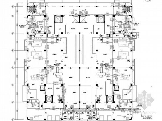 多层娱乐餐饮建筑空调通风及防排烟系统设计施工图（含洁净设计）-一层空调水管平面图 