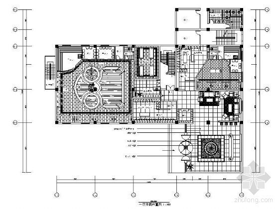 房间平面设计图CAD图资料下载-洗浴中心平面设计图