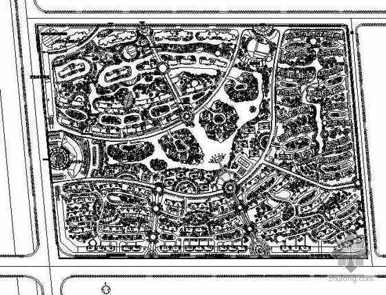 cad园林规划图资料下载-某别墅区园林规划总平面