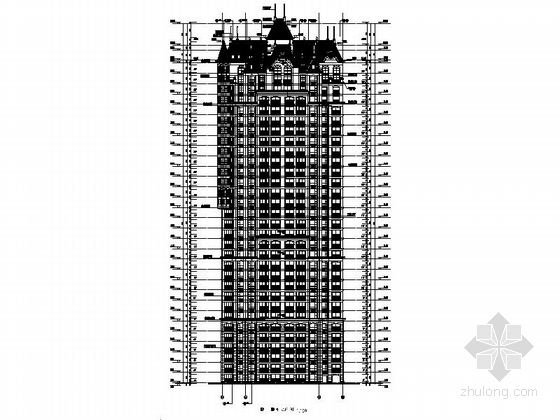 [安徽]某欧式小区规划及单体住宅楼施工图（知名设计院）-八栋南立面图