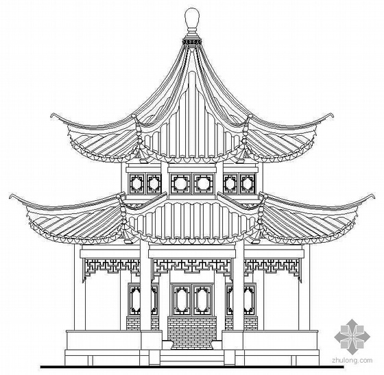 独柱茅草亭施工图资料下载-某古建十六柱八角重檐亭建筑施工图