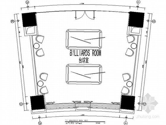 台球灯模型资料下载-室内娱乐台球室装修图
