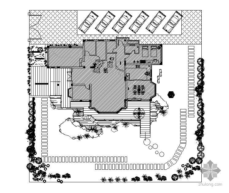 中式庄园景观设计图纸资料下载-别墅庭院景观设计图纸