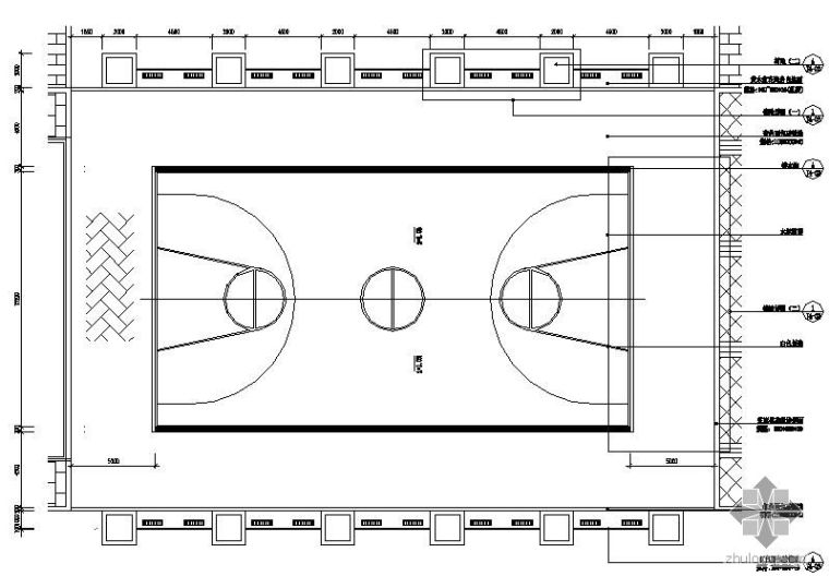羽毛球场篮球场大样图资料下载-篮球场施工尺寸大样图