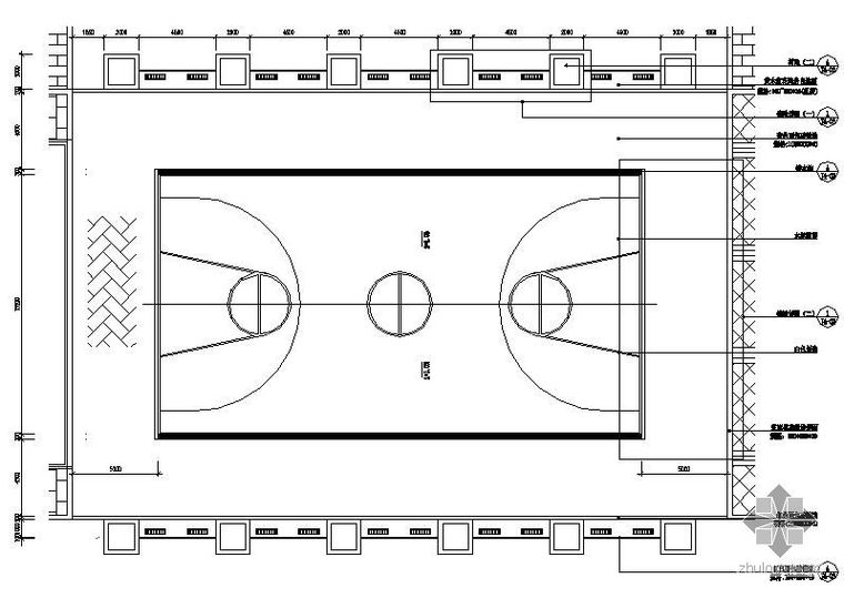校园篮球场施工图资料下载-篮球场施工尺寸大样图