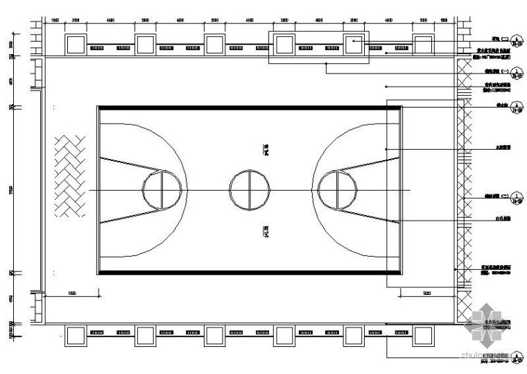 篮球场节点做法资料下载-篮球场施工尺寸大样图