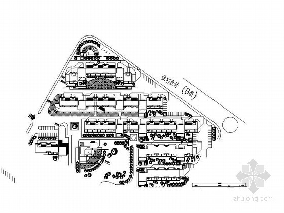 欧式花园洋房建筑立面资料下载-某联排花园洋房建筑方案图