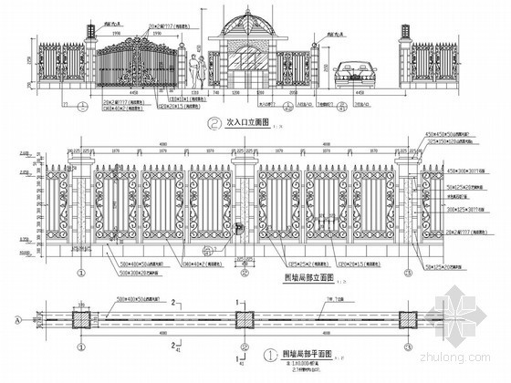 园林景观广告牌安装详图资料下载-园林景观围墙施工详图20例