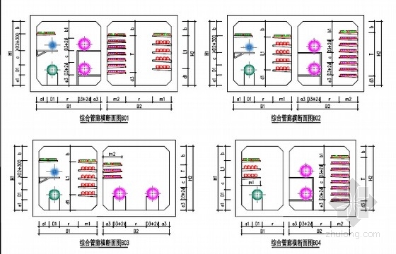 综合管廊图纸断面资料下载-[湖南]明挖法矩形断面城市综合管廊图集全套675张（2015年设计）