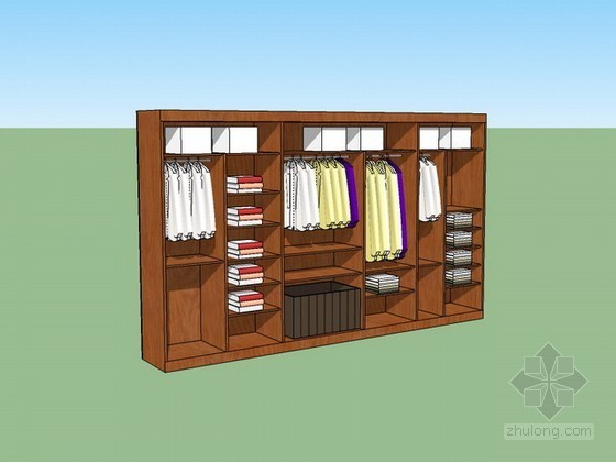 室内衣柜su模型资料下载-木制衣柜sketchup模型下载