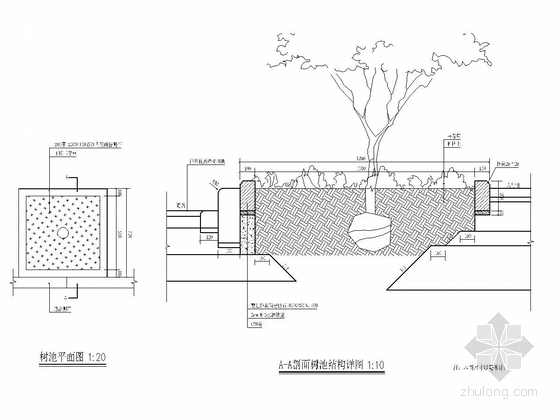 一块板形式城市支路全套施工图（87张 道路 地基 排水 通信）-树池设计图