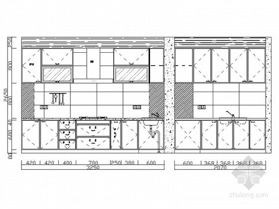 餐厅厨房设计CAD资料下载-各式厨房立面CAD图块下载