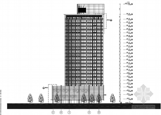 [北京]超高层核心筒结构商务办公楼建筑设计方案文本-超高层核心筒结构商务办公楼建筑立面图