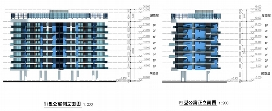 [海南]现代风格海景住宅小区规划设计方案文本-现代风格海景住宅小区规划设计方案立面图