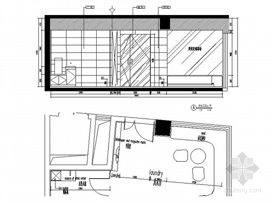 [上海]某酒店式高档公寓洗衣房施工图（含效果）-洗衣房立面图 