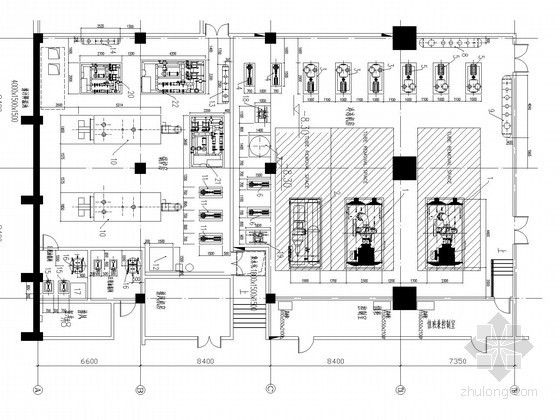 [北京]大型商业中心冷冻机房及锅炉房系统设计施工图-地下二层冷冻机房及锅炉房设备平面布置图 