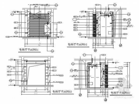 [厦门]CBD商业区高档住宅小区电梯间及走道施工图（含效果）电梯厅立面图 