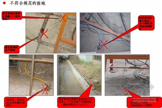 国企编制施工现场安全文明教育培训课件(540页 附图非常丰富)-不符合规范的接地做法