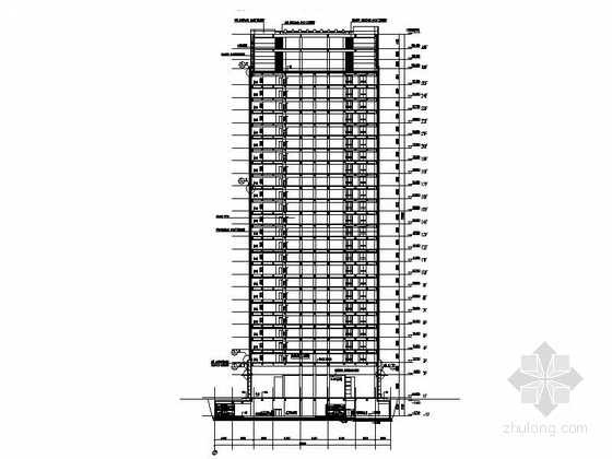 [江苏]25层现代风格行政办公楼单体建筑施工图（知名设计院）-25层现代风格行政办公楼单体建筑剖面图