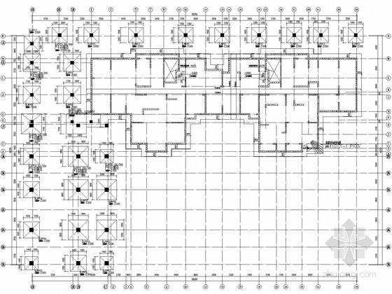 18层住宅底部三层商业加错层结构施工图(CFG桩基)-筏板平面布置图 