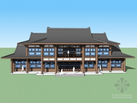 朱家角行政中心模型资料下载-复古行政建筑SketchUp模型下载