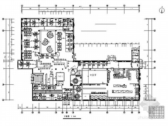 CAD局部空间图资料下载-某餐厅空间局部装修图