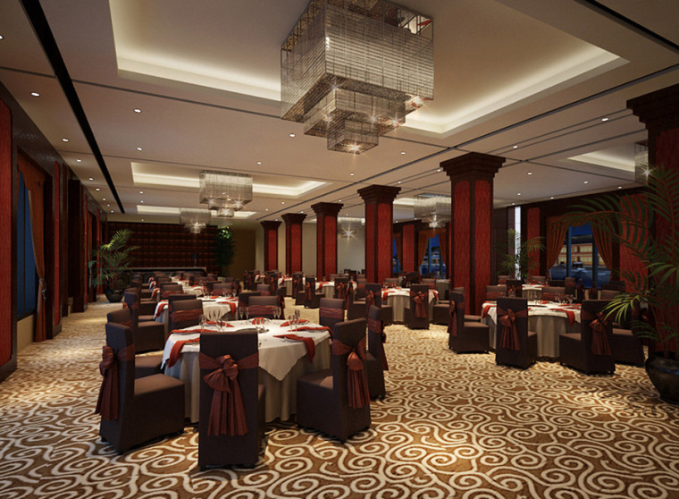 中餐厅.中式风格餐厅设计案例效果图-中餐厅效果图 (2)