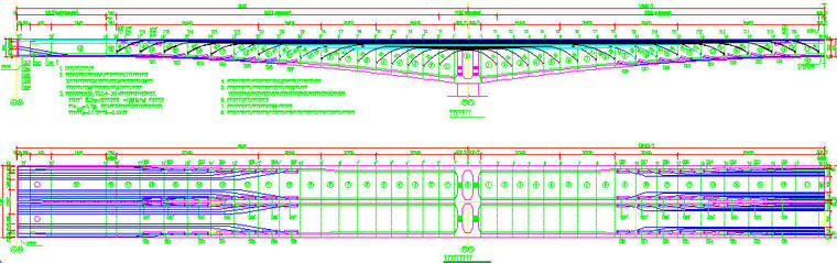 21m桥宽43m高墩跨径(86+136+86)m连续刚构桥跨江大桥CAD图纸130张（国际知名公司）-主梁预应力钢束布置图