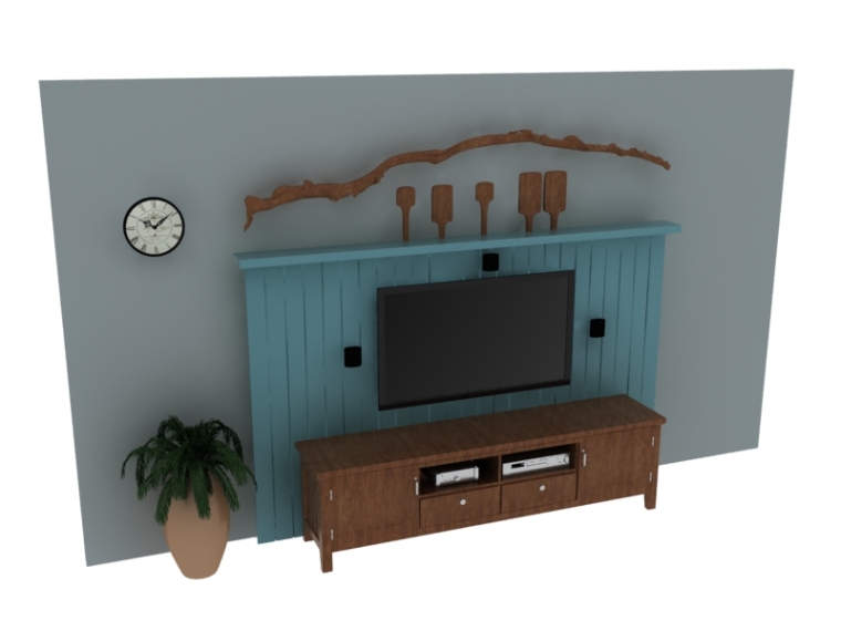 地柜3D模型资料下载-地中海风格背景墙3D模型下载