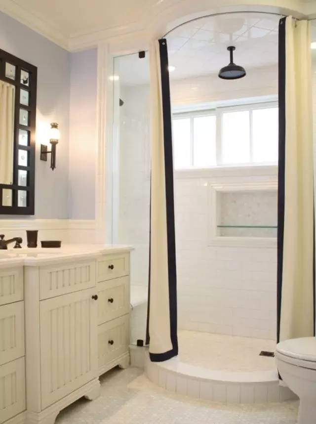 卫生间一字型干湿分离资料下载-技巧 | 干湿分离，浴室这样设计，美观实用