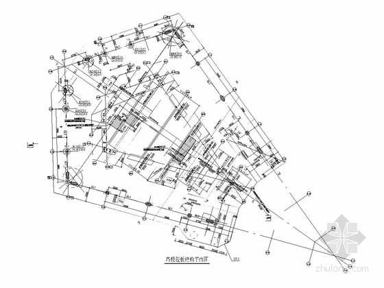 [广东]60层带斜撑巨柱钢骨混凝土框筒结构综合大厦结施（300米 CAD与PDF双版本）-塔楼筏板结构平面图 