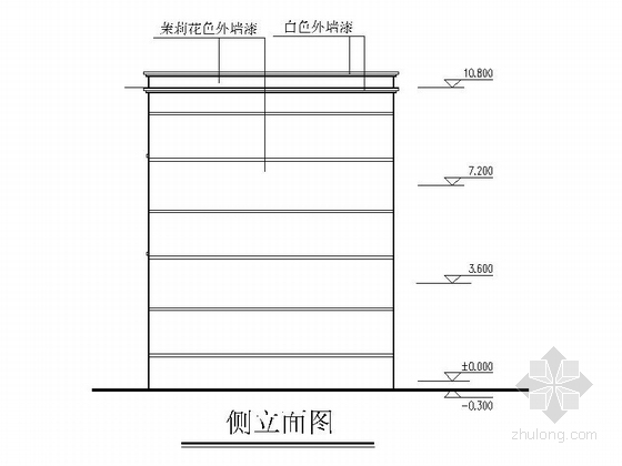 [安徽]三层现代初级中学教学楼建筑施工图-三层现代初级中学教学楼立面图