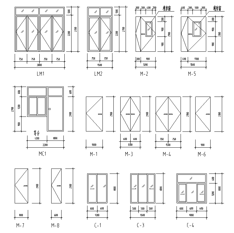 惠农新区社区卫生服务中心室内装修设计施工图（11张）-门窗详图