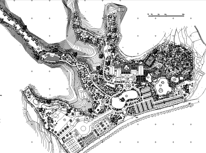 生态农业度假区景观规划设计CAD平面图-温泉度假村平面图