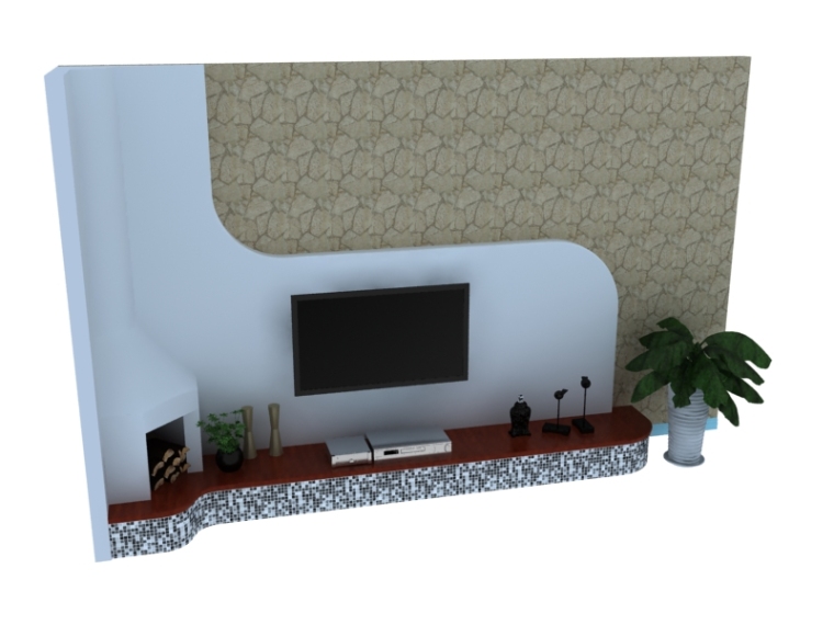 厅电视柜背景墙资料下载-简欧背景墙3D模型下载