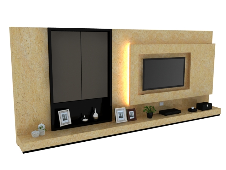 室内装潢电视墙资料下载-简单大气电视墙3D模型下载