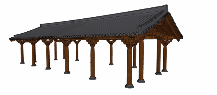 SU廊架模型资料下载-中式廊架3d模型下载 