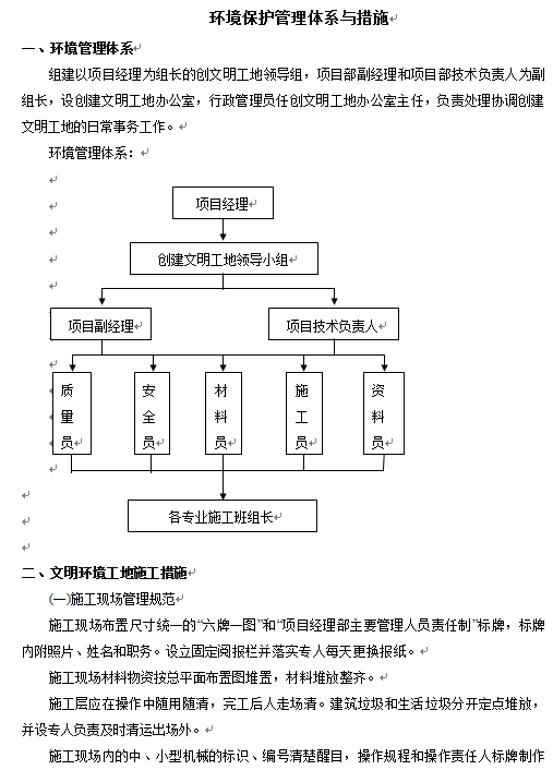 装饰工程投标书样本完整版-环境保护管理体系与措施