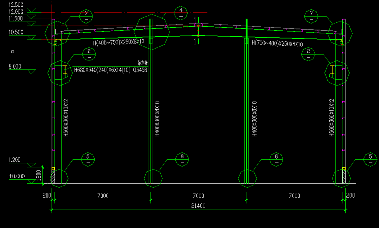 21m基坑支护设计图纸资料下载-21m跨门式刚架施工图纸
