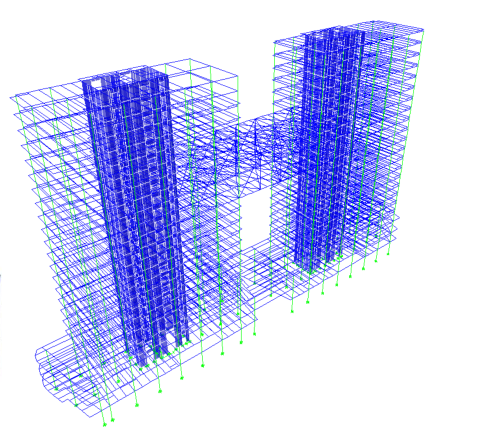 多塔与连体高层结构资料下载-壹城中心花园连体结构设计与分析