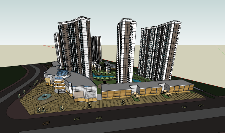 高层居住区模型资料下载-大型高层居住区建筑设计模型