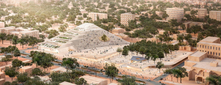 店面设计施工图60平方资料下载-francis kéré揭晓了为布基纳法索新国家议院设计的阶梯式金字塔方