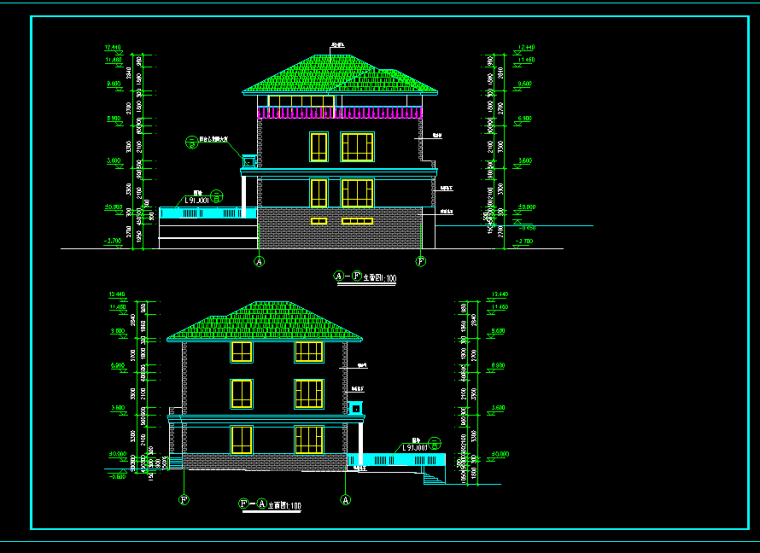 别墅总平图CAD资料下载-多层别墅平立面图