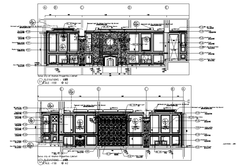 [辽宁]科林瑞城御园办公空间设计施工图（附效果图）-立面图