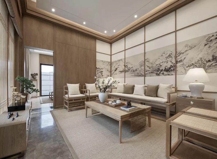 新中式沙发背景墙设计，美得像幅画！_27