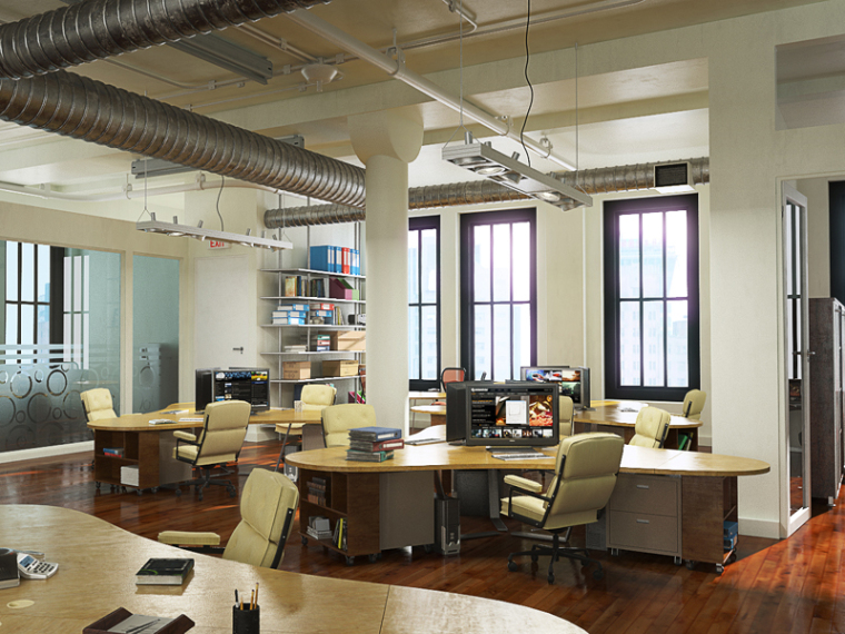 室内办公室模型下载资料下载-工业风格办公室3D模型下载