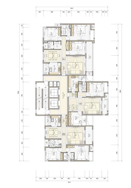 [深圳]高品质现代风格沿河住宅建筑设计方案文本-高品质现代风格沿河住宅建筑分平面图