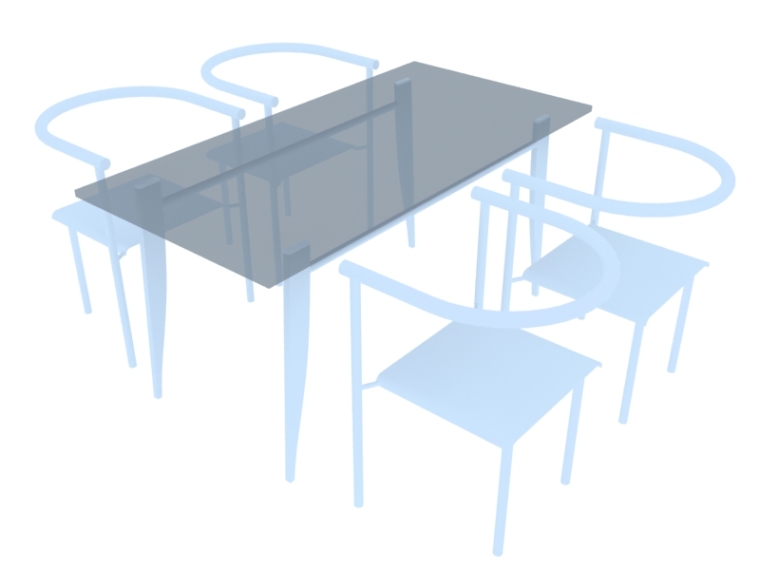 餐椅3d模型资料下载-简约餐桌椅3D模型下载